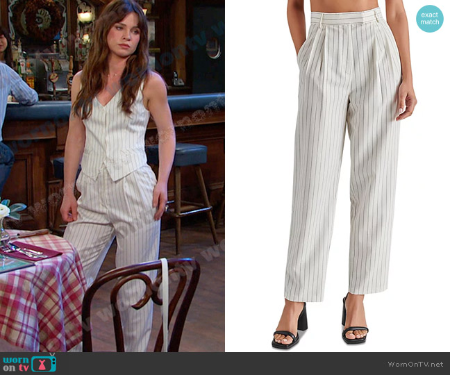 Steve Madden Rumi High Rise Striped Pants in Cream worn by Joy Wesley (AlexAnn Hopkins) on Days of our Lives