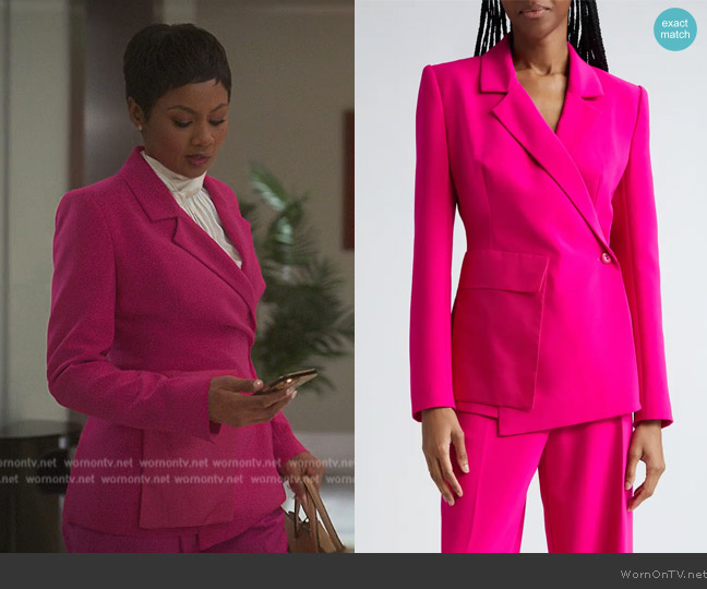 Stine Goya Amena Blazer worn by Jax Stewart (Emayatzy Corinealdi) on Reasonable Doubt