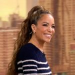 Sunny’s blue stripe cashmere dress on The View