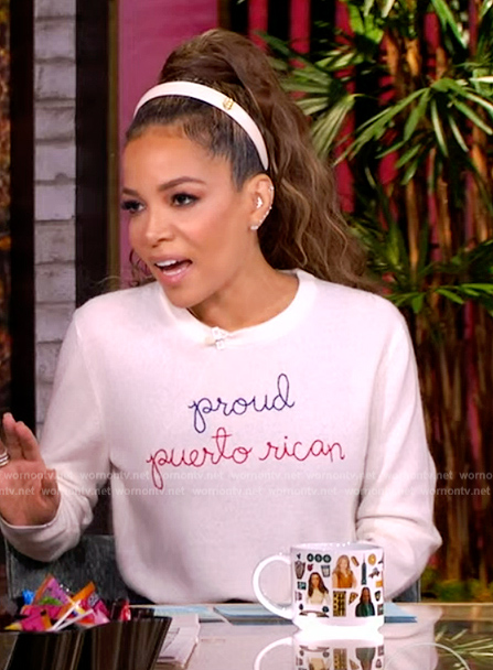 Sunny’s custom embroidered sweater on The View