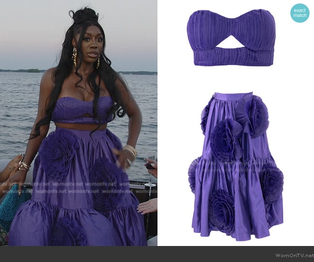 The Brand Label Lilac Top worn by Wendy Osefo on The Real Housewives of Potomac