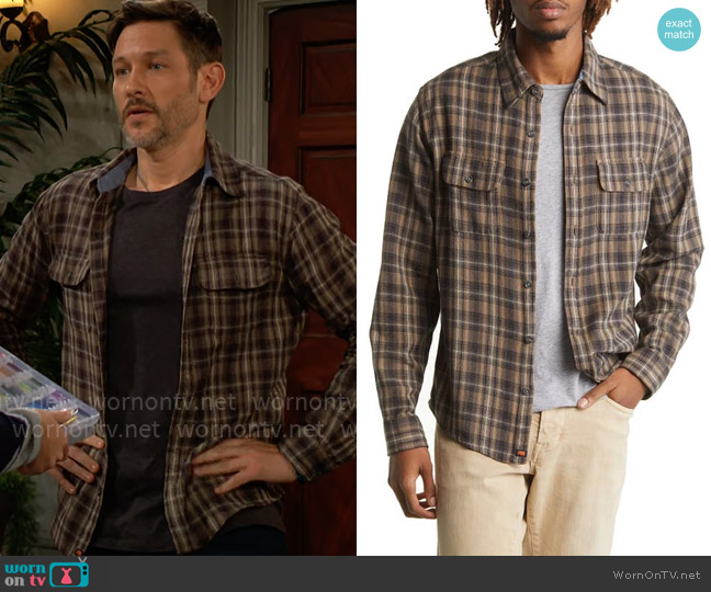 The Normal Brand Mountain Regular Fit Flannel Button-Up Shirt worn by Daniel Romalotti (Michael Graziadei) on The Young and the Restless