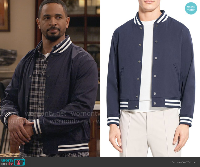 Theory Neoteric Varsity Jacket worn by Damon (Damon Wayans Jr.) on Poppas House