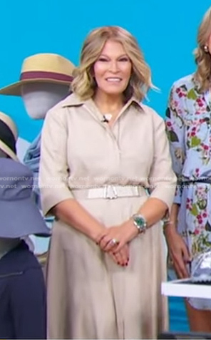 Tory’s grey belted midi dress on Good Morning America