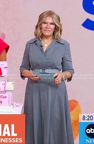 Tory’s grey midi shirtdress on Good Morning America