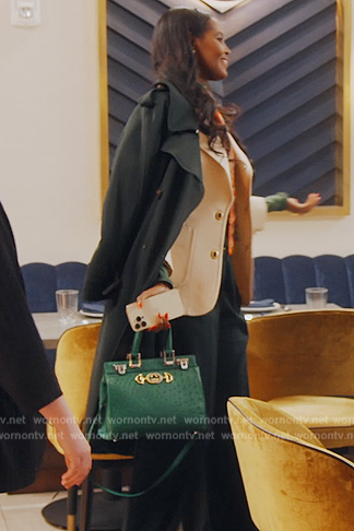 Ubah’s green studded bag on The Real Housewives of New York City