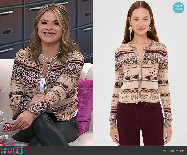 Ulla Johnson Liza Cardigan in Valerian worn by Jenna Bush Hager on Today