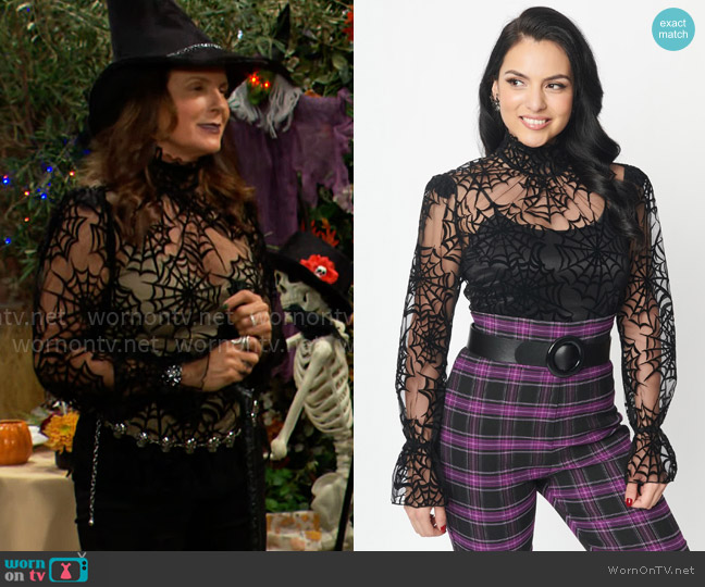 Unique Vintage Spiderweb Flocked Donna Blouse worn by Sheila Carter (Kimberlin Brown) on The Bold and the Beautiful