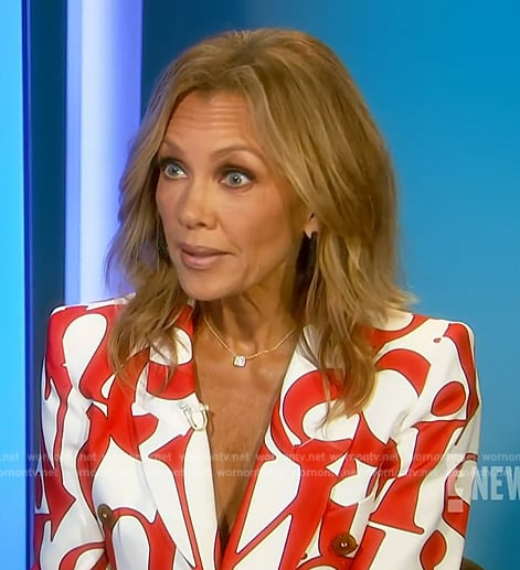Vanessa Williams’s white and red printed blazer on E! News