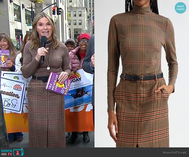 Veronica Beard Nate Plaid Turtleneck Top worn by Jenna Bush Hager on Today