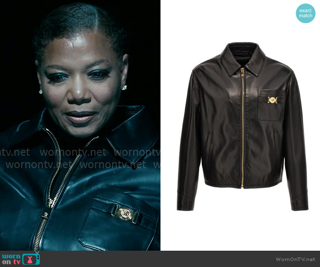 Versace Zip Up Leather Jacket worn by Robyn McCall (Queen Latifah) on The Equalizer