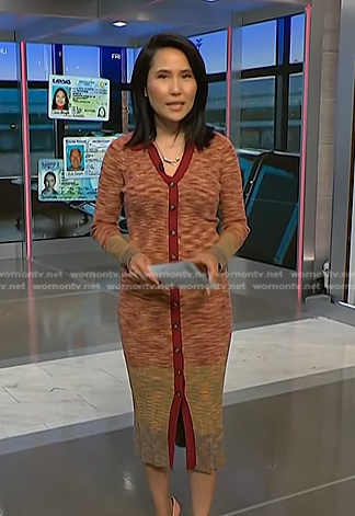 Vicky’s red space dye knit shirtdress on NBC News Daily