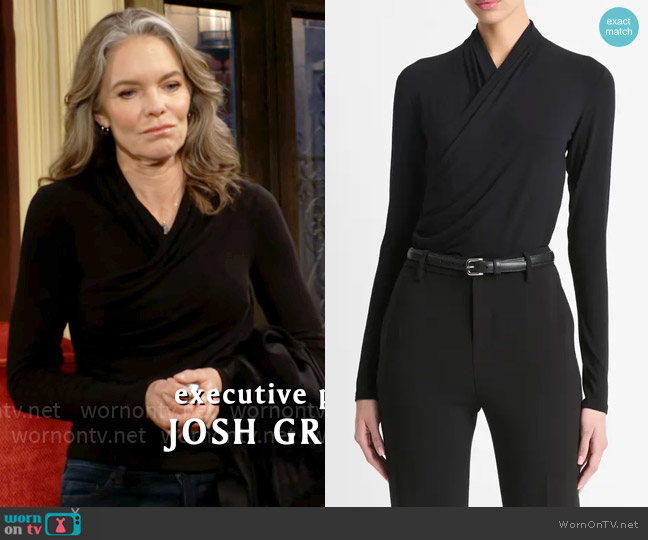 Vince Long Sleeve Knit Wrap Top worn by Diane Jenkins (Susan Walters) on The Young and the Restless