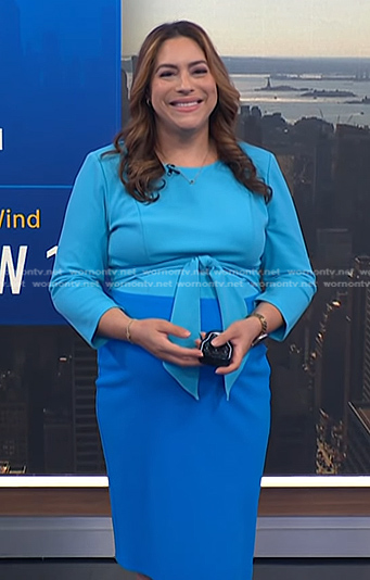Violeta Yas’s blue tie front dress on NBC News Daily