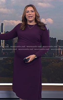 Violeta’s purple gathered dress on NBC News Daily