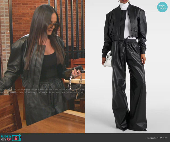 Wardrobe.NYC Cropped Leather Bomber Jacket worn by Lisa Barlow on The Real Housewives of Salt Lake City