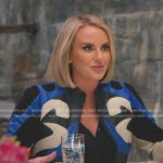 Whitney’s blue and black colorblock leather jacket on The Real Housewives of Salt Lake City