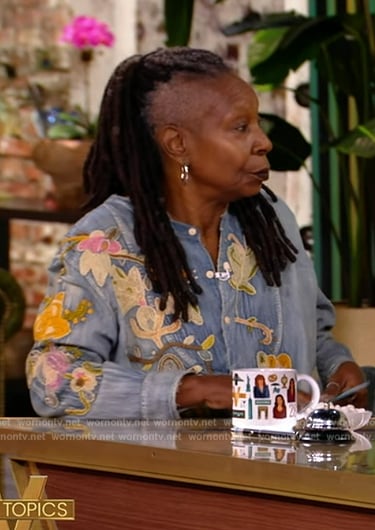 Whoopi’s embroidered denim shirt on The View