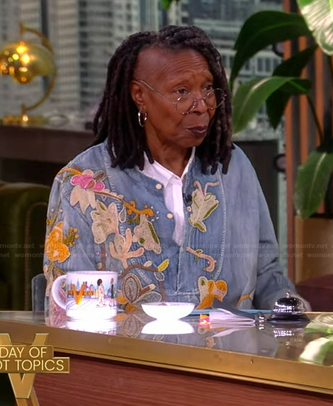 Whoopi’s embroidered denim shirt on The View