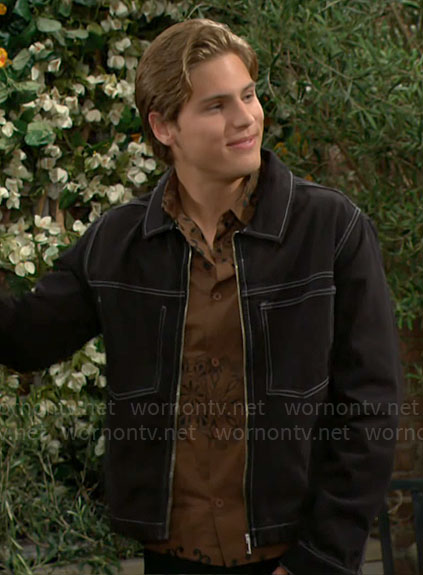 Will’s brown floral shirt and black jacket on The Bold and the Beautiful