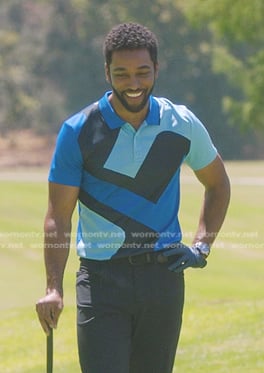 Winston’s blue colorblock golf polo on Greys Anatomy