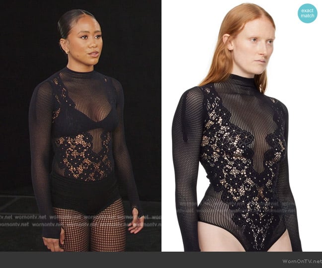 Wolford Black String Bodysuit worn by Keisha (Netta Walker) on All American Homecoming
