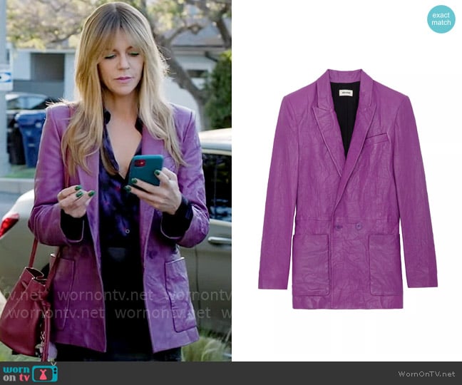 Zadig & Voltaire Visko Crinkle Leather Blazer in Goa worn by Morgan Gillory (Kaitlin Olson) on High Potential