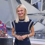 Zanna Roberts Rassi’s navy embellished sweater and leather skirt on Today