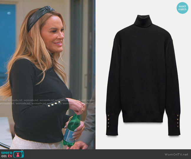 Zara Basic Knit Turtleneck Sweater in Black worn by Heather Gay on The Real Housewives of Salt Lake City