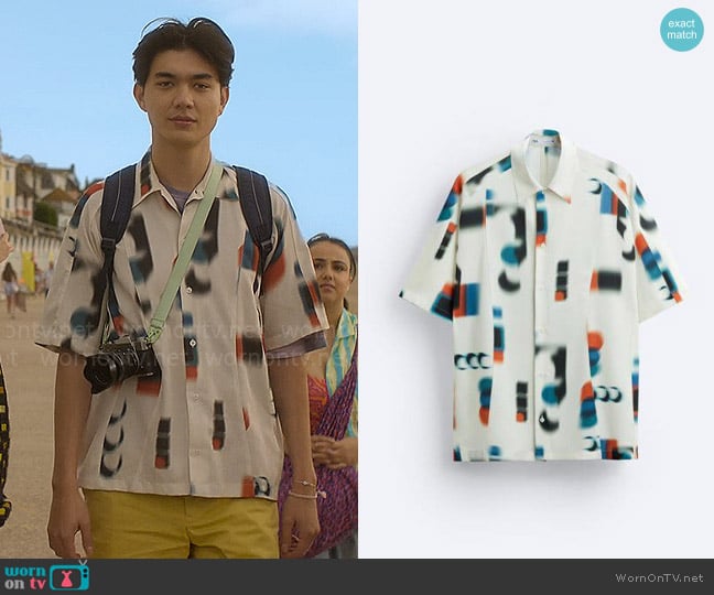 Zara Abstract Print Shirt worn by Tao Xu (William Gao) on Heartstopper