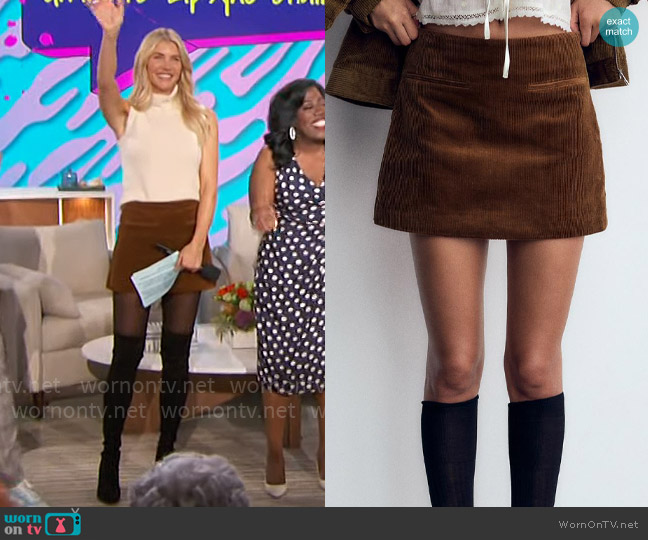 Zara Corduroy Mini Skirt worn by Amanda Kloots on The Talk