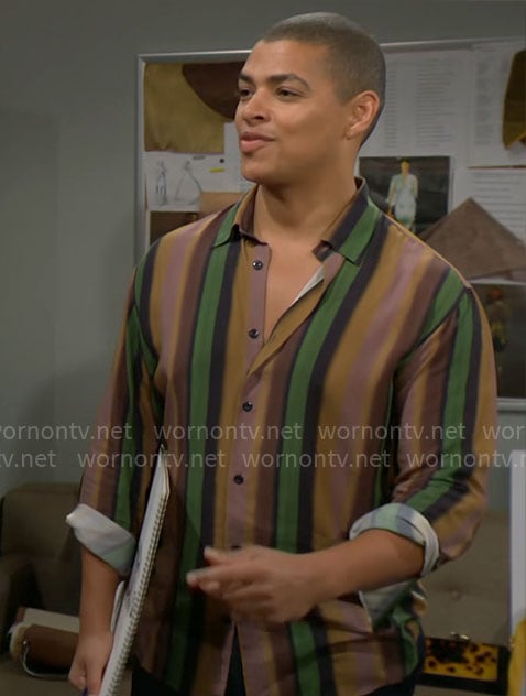 Zende’s vertical striped shirt on The Bold and the Beautiful