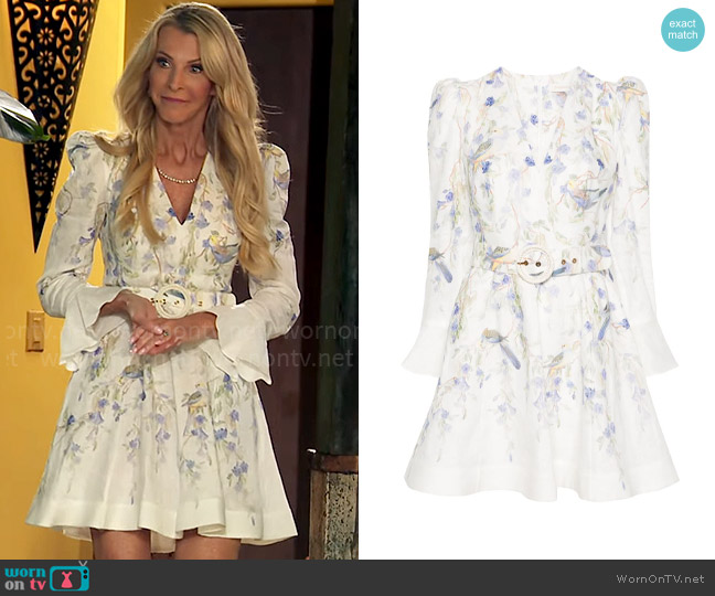 Zimmermann Natura belted minidress worn by Joan Vassos on The Golden Bachelorette