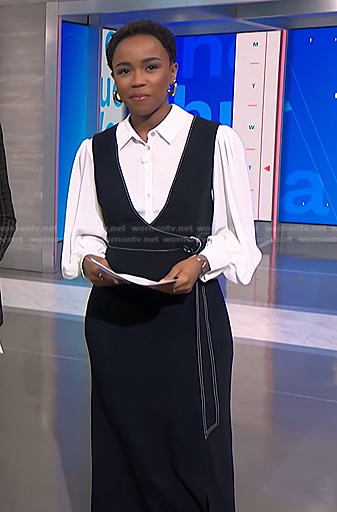 Zinhle’s layered two-tone wrap dress on NBC News Daily
