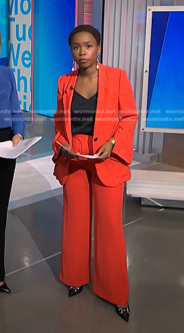 Zinhle’s red blazer and pant suit on NBC News Daily