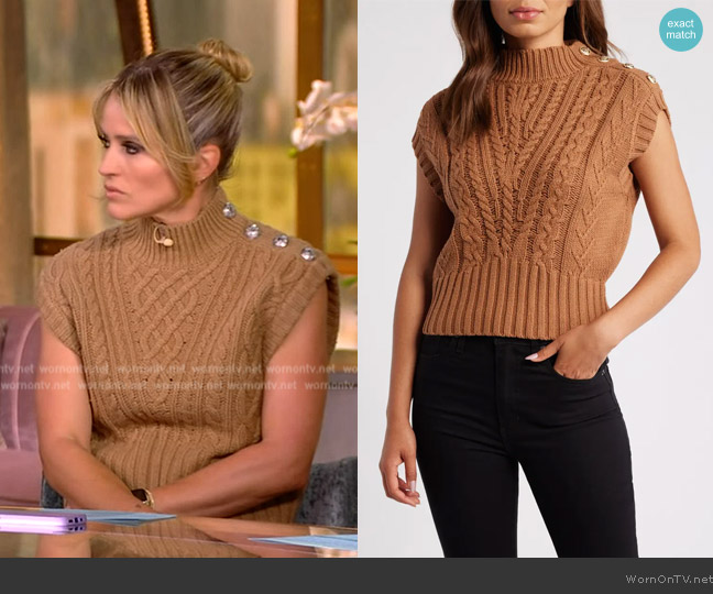 Zoe and Claire Mock Neck Sweater Vest worn by Sara Haines on The View