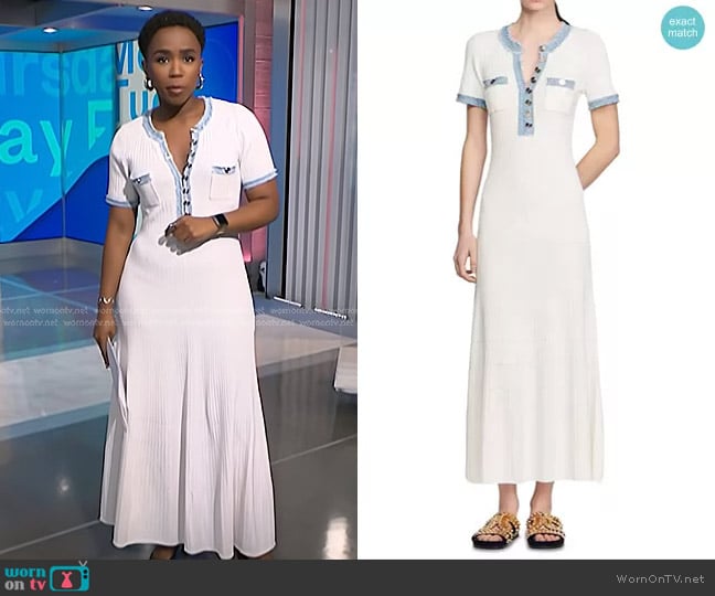 Sandro Alecia Short Sleeve Sweater Dress worn by Zinhle Essamuah on NBC News Daily