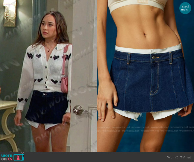 BDG Sammi Layered Denim Micro Mini Skirt worn by Sophia Choi (Madelyn Kientz) on Days of our Lives