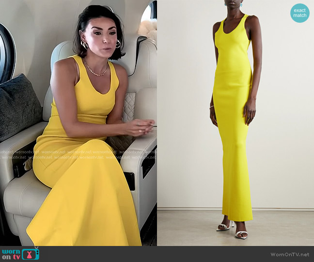 Brandon Maxwell Cara Stretch-knit Maxi Dress in Yellow worn by Bronwyn Newport on The Real Housewives of Salt Lake City