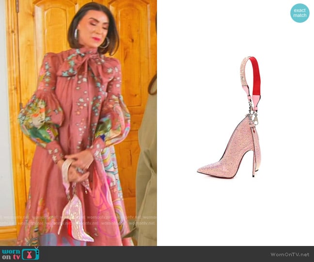 Christian Louboutin A B Charm Clutch in Silver Pink worn by Bronwyn Newport on The Real Housewives of Salt Lake City