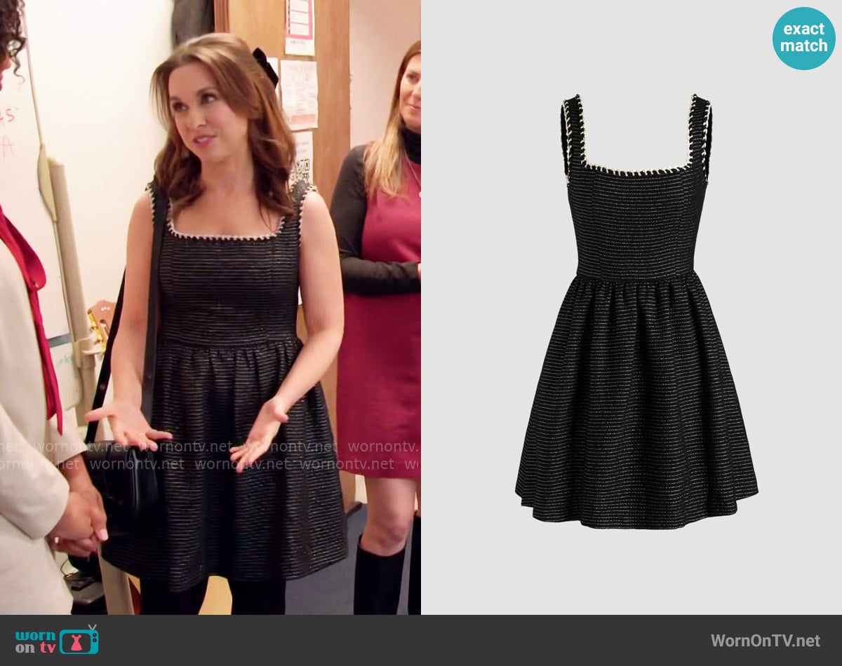 Cider Tweed U-neckline Solid Mini Dress worn by Lacey Chabert on Celebrations with Lacey Chabert