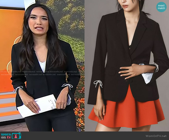 Dolan Left Coast Crystal Bow Blazer worn by Emilie Ikeda on Today