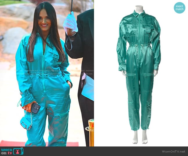 Fendi Silk Jumpsuit in Light Blue worn by Lisa Barlow on The Real Housewives of Salt Lake City