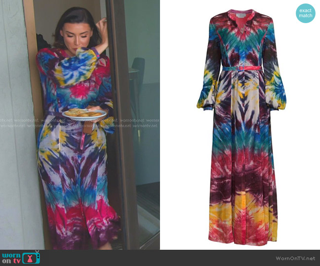 Gabriela Hearst Massey Tie Dye Maxi Dress worn by Bronwyn Newport on The Real Housewives of Salt Lake City