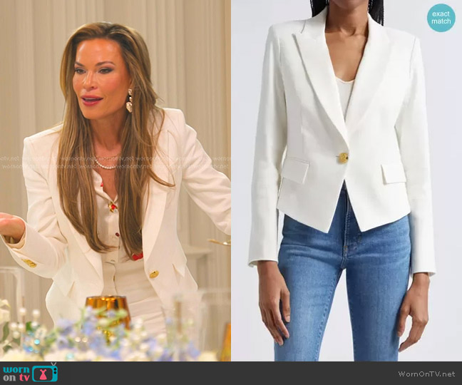 Veronica beard Hosanna Linen Blend Dickey Jacket in white worn by Britani Bateman on The Real Housewives of Salt Lake City