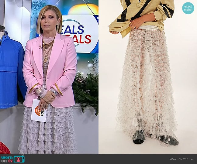 Free People Return Of The Ruffle Maxi Slip Skirt worn by Jill Martin on Today