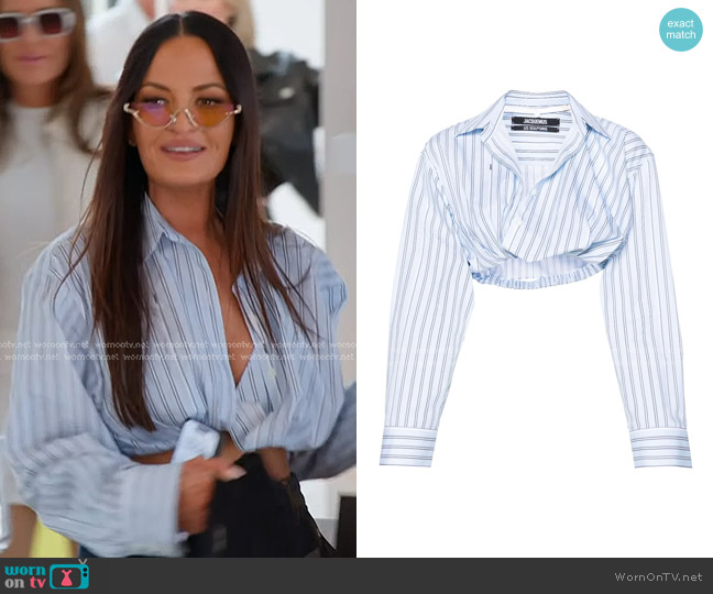 WornOnTV: Lisa's blue striped cropped shirt on The Real Housewives