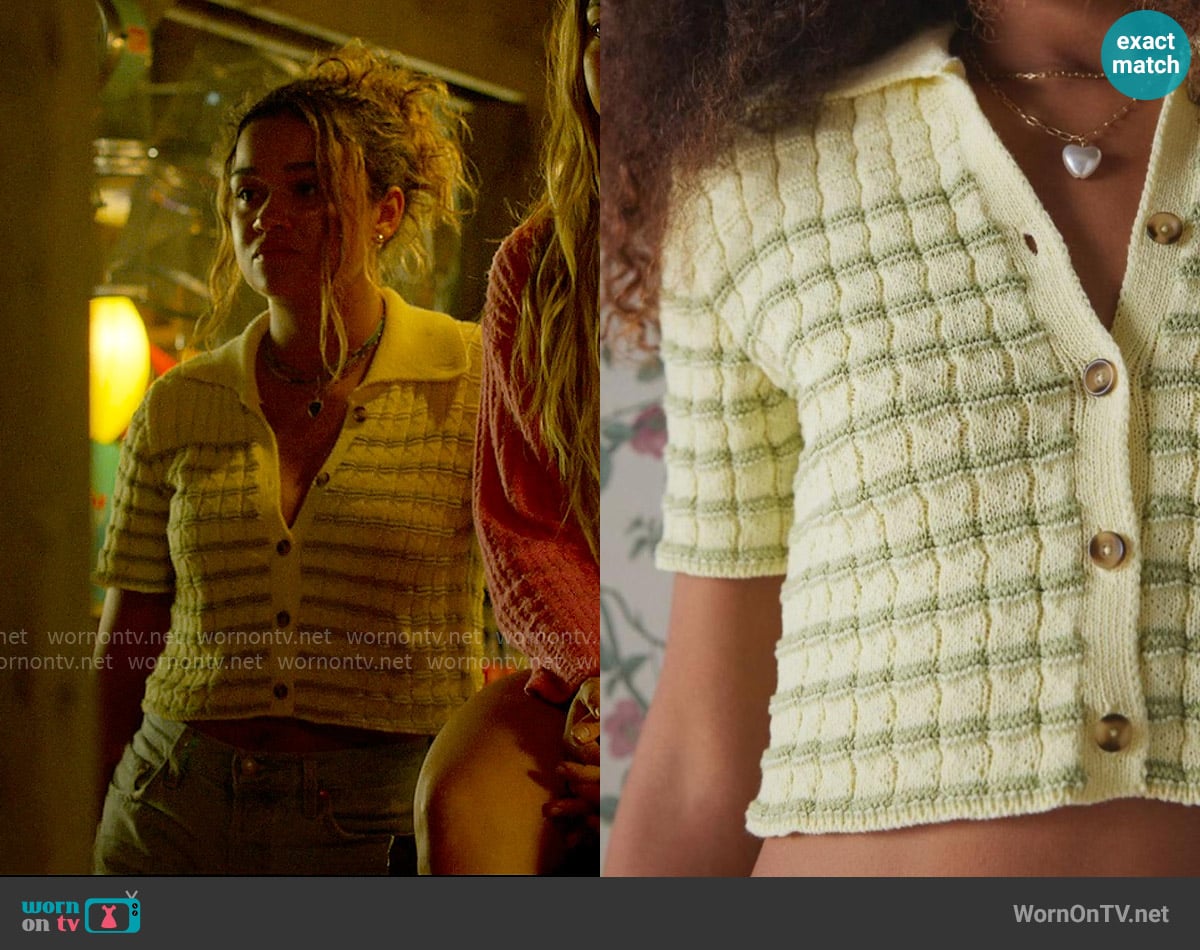 Kimchi Blue Oliver Button-Down Polo Sweater worn by Kiara Carrera (Madison Bailey) on Outer Banks