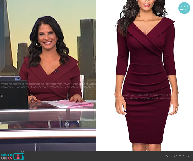 Miusol Deep-V Neck Ruffle Fitted Pencil Dress worn by Darlene Rodriguez on Today