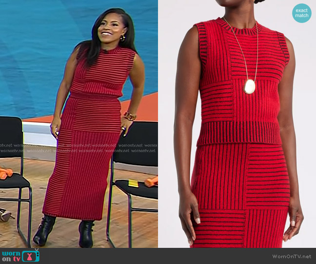 Nordstrom x Harlem's Fashion Row Harbison Rib Wool & Cashmere Sweater Vest worn by Sheinelle Jones on Today